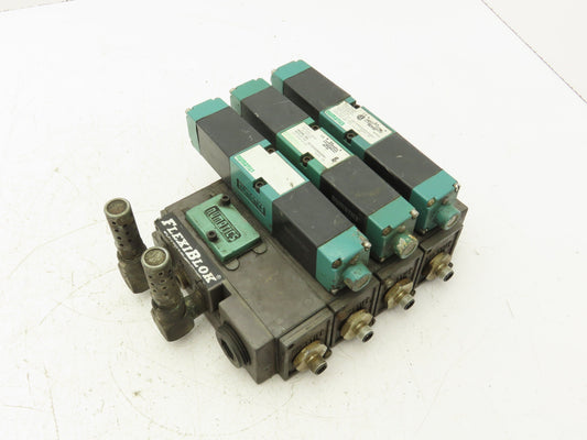Numatics 081SS600M000061 4-Station Flexiblok Manifold 24VDC Solenoid Valves