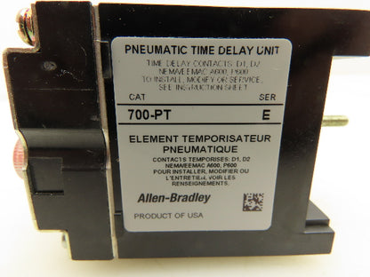 Allen Bradley 700-PT Pneumatic Time Delay Relay Unit 0.1 to 60.0 sec