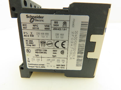 Schneider Electric LC1K12004G7 Motor Starter IEC Contactor 20A 690V 120V Coil