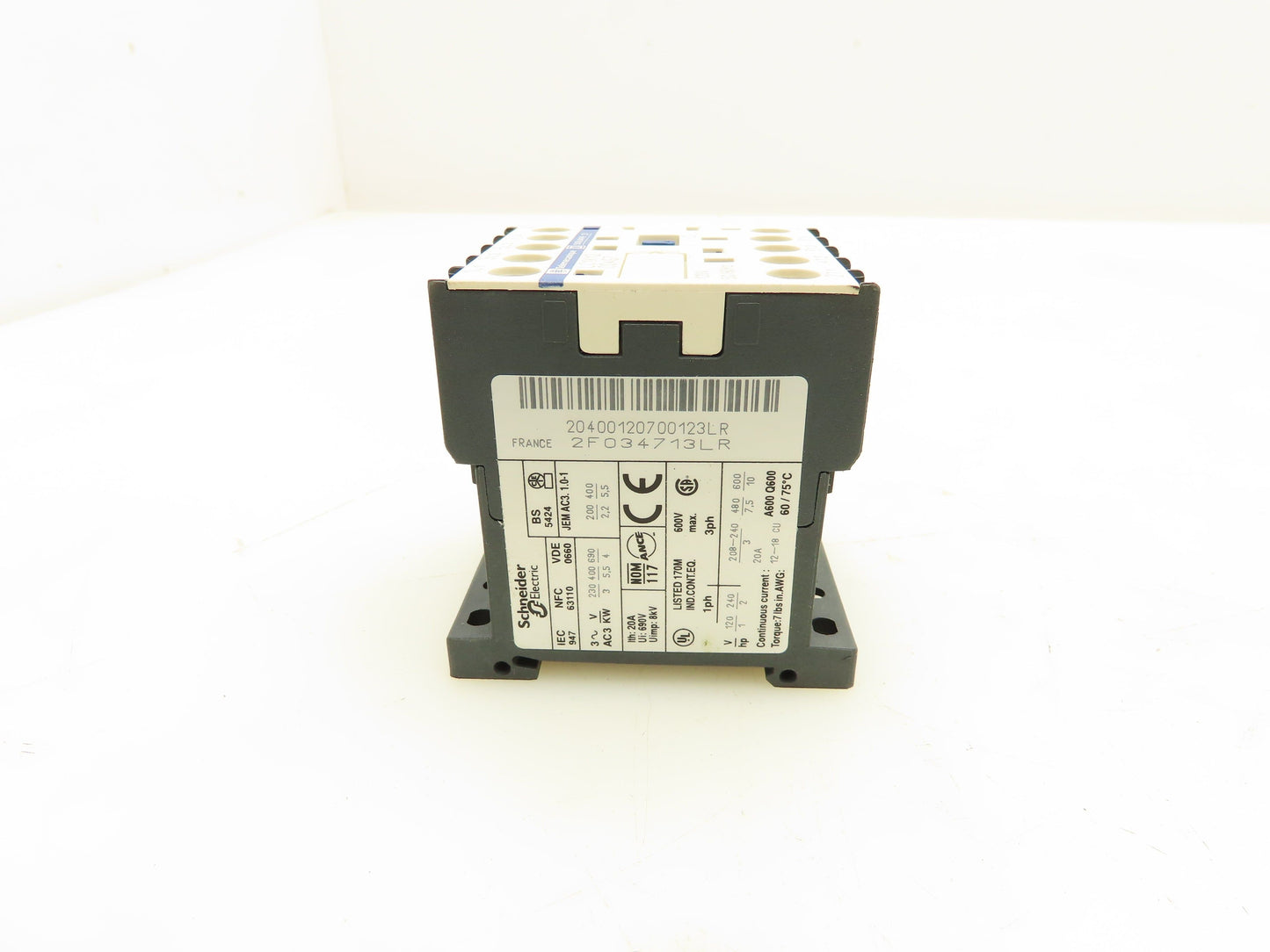 Schneider Electric LC1K12004G7 Motor Starter IEC Contactor 20A 690V 120V Coil