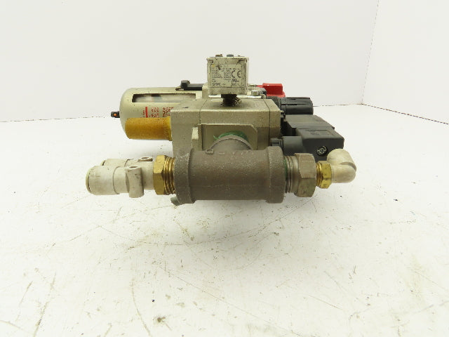 SMC AW40-04 Compressed Air Line Filter Regulator Soft Start Valve Combo 24VDC