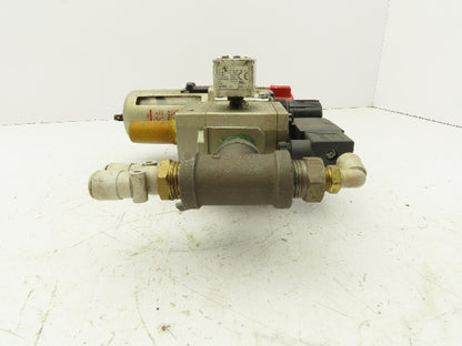 SMC AW40-04 Compressed Air Line Filter Regulator Soft Start Valve Combo 24VDC