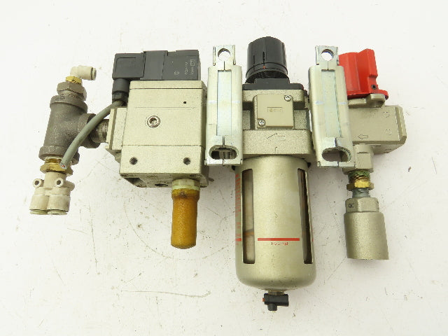 SMC AW40-04 Compressed Air Line Filter Regulator Soft Start Valve Combo 24VDC