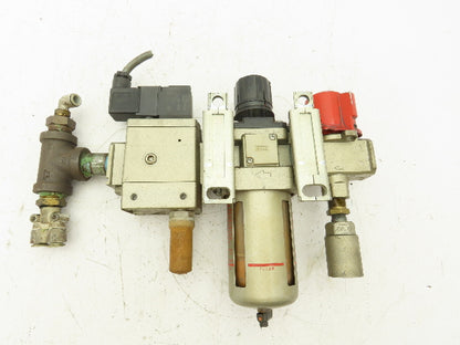 SMC AW40-04 Compressed Air Line Filter Regulator Soft Start Valve Combo 24VDC