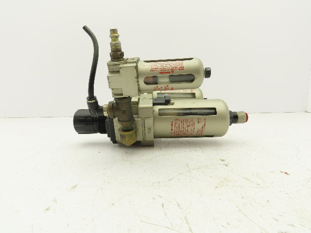 SMC AW40-N03CE-2 Compressed Air Line Filter Regulator Lubricator Combo 3/8"