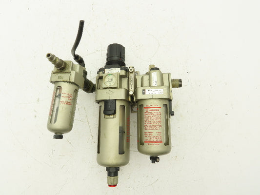 SMC AW40-N03CE-2 Compressed Air Line Filter Regulator Lubricator Combo 3/8"