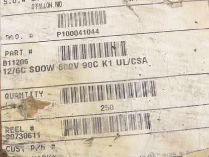 Omni Cable B11206 SOOW 12/6C Control Wire 12 Awg 6 Conductor 600V 90C 250' Spool