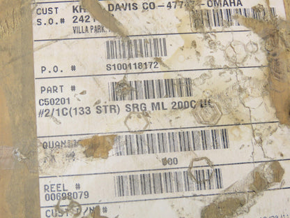 Omni Cable C50201 SRML #2/1C 133 STR High Temperature Wire 2 Awg 200°C 600V 500'