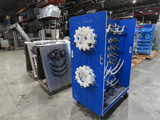 Shibuya Hoppmann Norwalt Aerosol Can Puck Sorter Inserter Line w/ Feeder Hopper