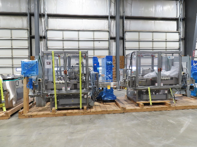 Shibuya Hoppmann Norwalt Aerosol Can Puck Sorter Inserter Line w/ Feeder Hopper
