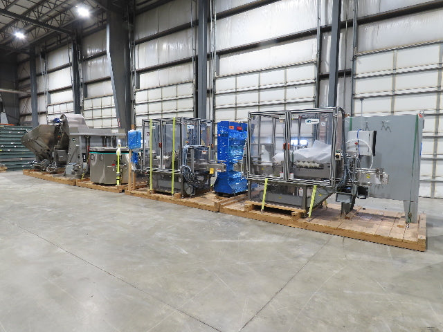 Shibuya Hoppmann Norwalt Aerosol Can Puck Sorter Inserter Line w/ Feeder Hopper