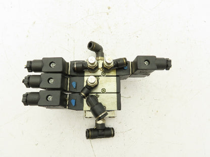 Shako PU322-02-S PU520-02D Pneumatic Solenoid Valve 3-Station Manifold 24VDC