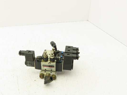 Shako PU322-02-S PU520-02D Pneumatic Solenoid Valve 3-Station Manifold 24VDC