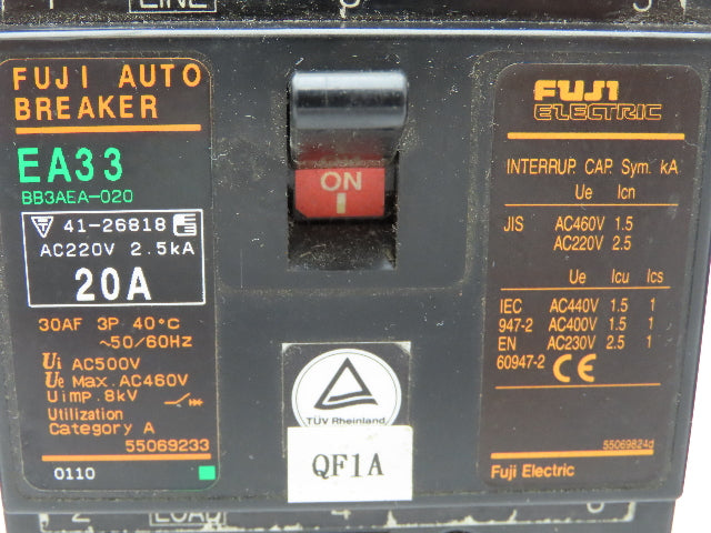 Fuji Electric EA33 Auto Circuit Breaker 20A 460V 3P Lot of 9