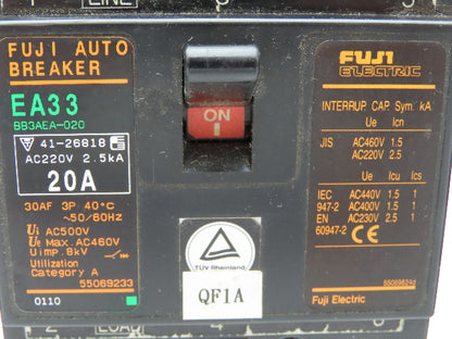 Fuji Electric EA33 Auto Circuit Breaker 20A 460V 3P Lot of 9