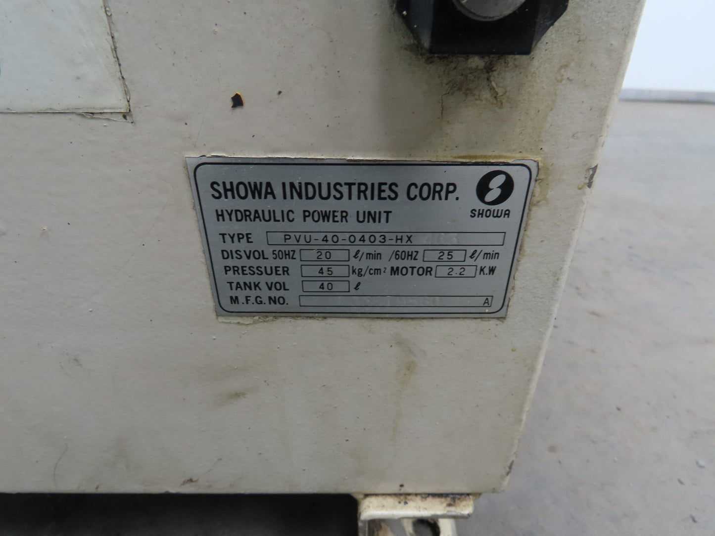 Showa Okuma PVU-40-0403-HX CNC Lathe Hydraulic Power Unit 2.2kw 25L/Min 40L Tank
