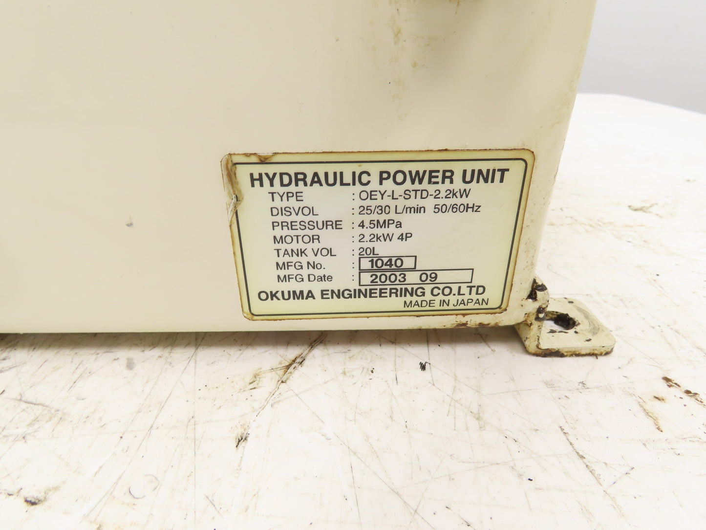 Okuma OEY-L-STD-2.2KW CNC Lathe Hydraulic Power Unit 30L/Min UNI Pump 20L Tank