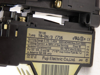 Fuji Electric SJ-0G/UL Magnetic Contactor W/Overload Relay 0.95 -1.45A Lot of 2