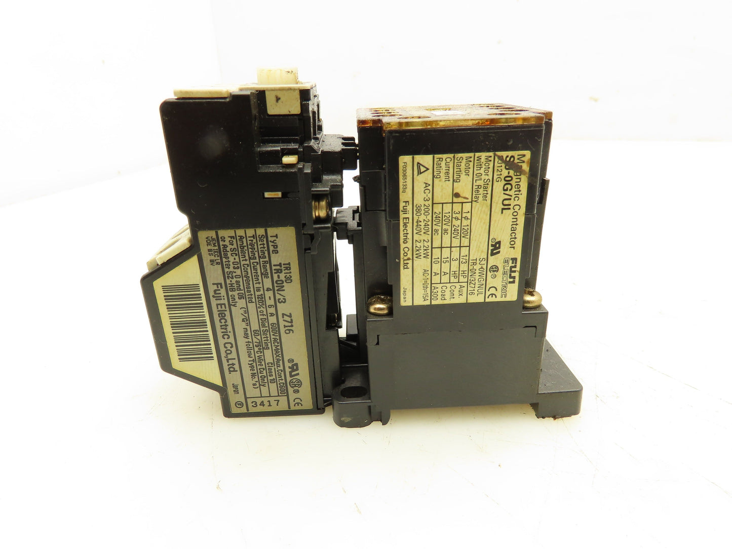 Fuji Electric SJ-0G/UL Magnetic Contactor 240V 10A W/Overload Relay 4-6A