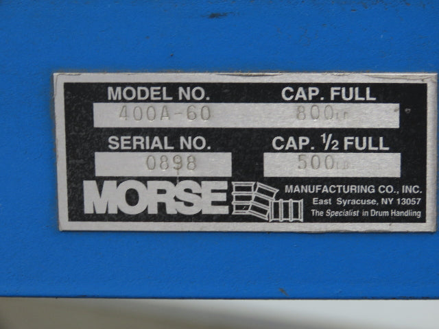 Morse 400A-60 Drum Handler Hydraulic Hand Pump 800 lbs 72" Pour Height 360°