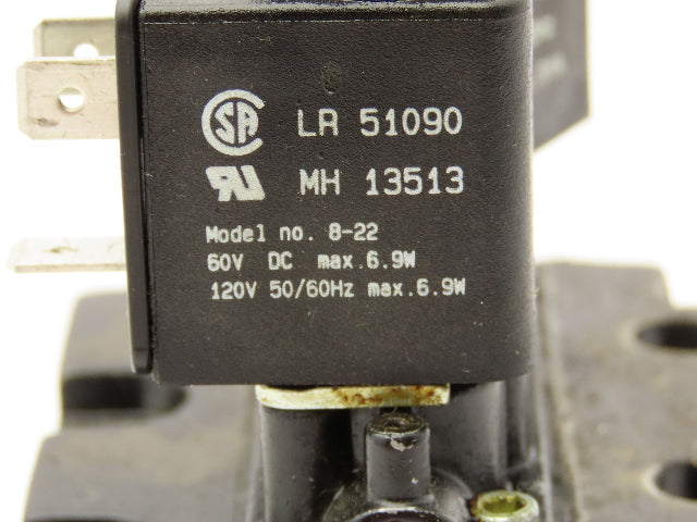 ARO A722SD-120-A-M Alpha Pneumatic Dual Solenoid Stacking Valve 3-Pos 120V 3/8"
