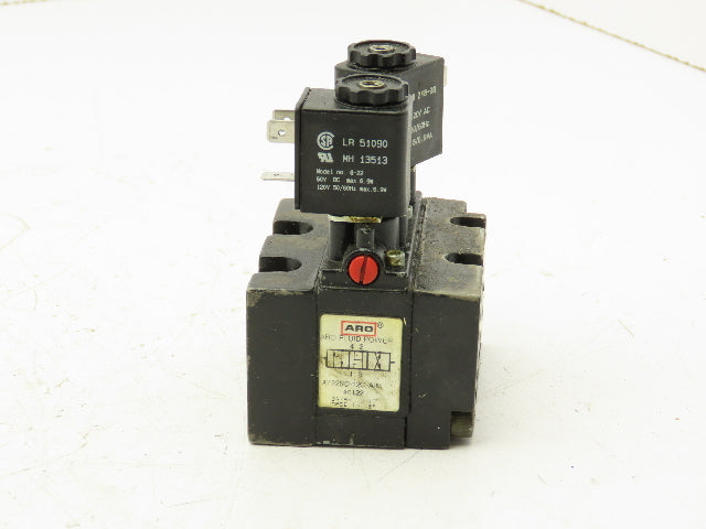 ARO A722SD-120-A-M Alpha Pneumatic Dual Solenoid Stacking Valve 3-Pos 120V 3/8"