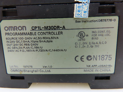 Omron CP1L-M30DR-A Sysmac Alternating Supply Voltage CPU 240V