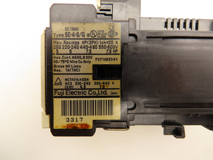 Fuji Electric SC-4-0/G Contactor 3PH 600V 20A Lot of 8