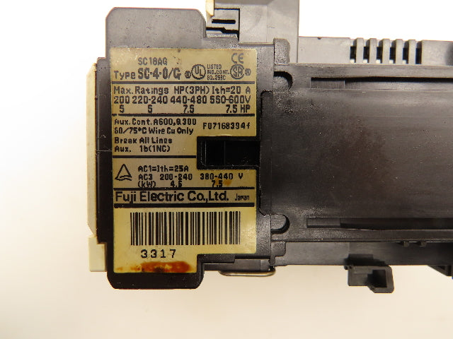 Fuji Electric SC-4-0/G Contactor 3PH 600V 20A Lot of 8