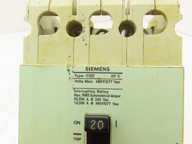 Siemens CQD320 Circuit Breaker 3 Pole 20A 480Y/277 VAC