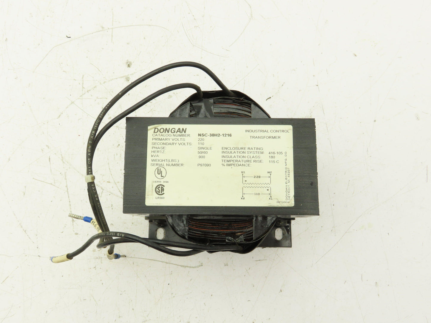 Dongan NSC-30H2-1216 Industrial Control Transformer 220V 1PH 0.900kVA