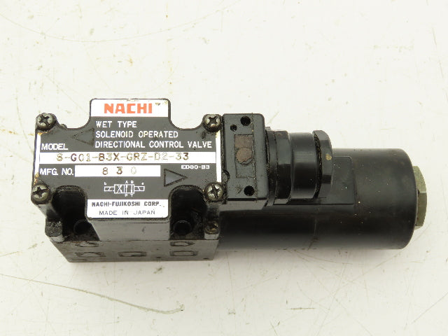 Nachi S-G01-B3X-GRZ-D2-33 Hydraulic Directional Control Solenoid Valve 24VDC D03