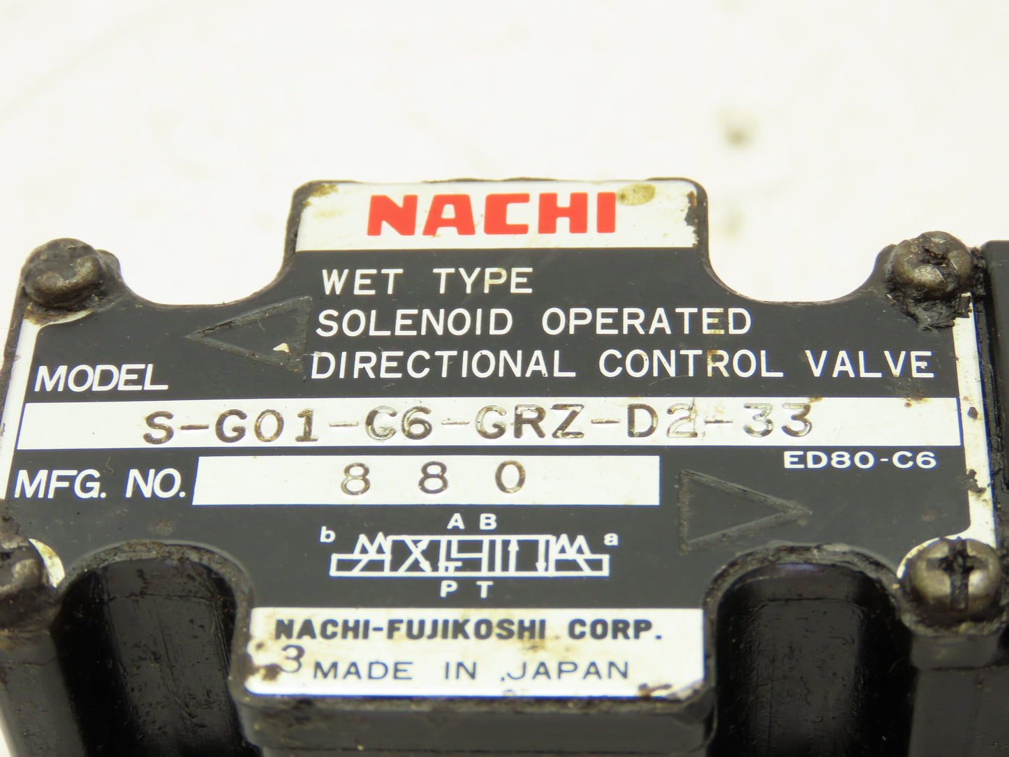 Nachi S-G01-C6-GRZ-D2-33 Hydraulic Directional Control Solenoid Valve 24VDC D03