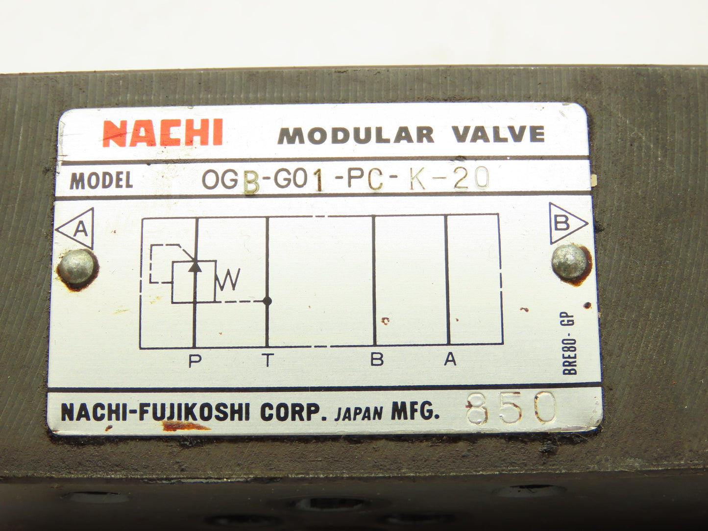 Nachi OGB-G01-PC-K-20 Hydraulic Pressure Reducing Modular Stack Valve D03