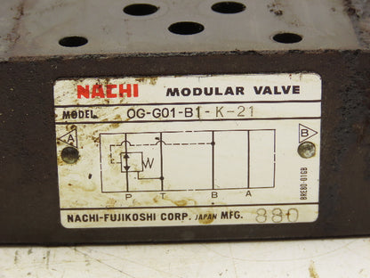 Nachi OG-G01-B1-K-21 Hydraulic Pressure Reducing Modular Stack Valve D03