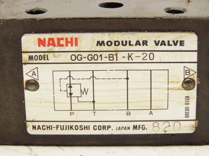 Nachi OG-G01-B1-K-20 Hydraulic Pressure Reducing Modular Stack Valve D03