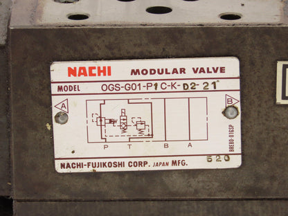 Nachi OGS-G01-P1C-K-D2-21 Hydraulic 2-Pressure Reducing Modular Valve 24VDC