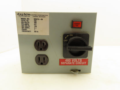 Daykin Electric MDGTA-09 Mini Transformer Disconnect 480V Input 120V Out 250VA