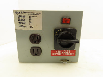 Daykin Electric MDGTA-09 Mini Transformer Disconnect 480V Input 120V Out 250VA