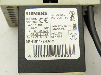 Siemens 3RV1011-1HA20 Circuit Breaker With Contactor 24VDC 3-7A 3KW/400V 3 Pole
