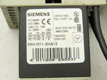 Siemens 3RV1011-1HA20 Circuit Breaker With Contactor 24VDC 3-7A 3KW/400V 3 Pole