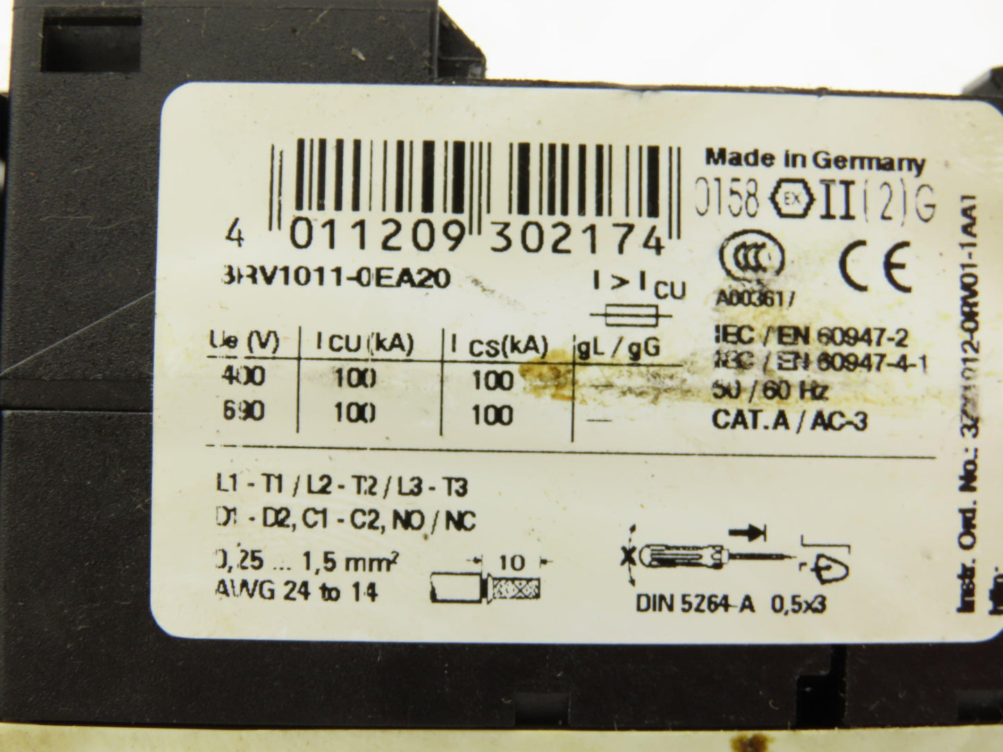 Siemens 3RT1015-2BB41 Contactor With Circuit Breaker 24VDC 16A 600V