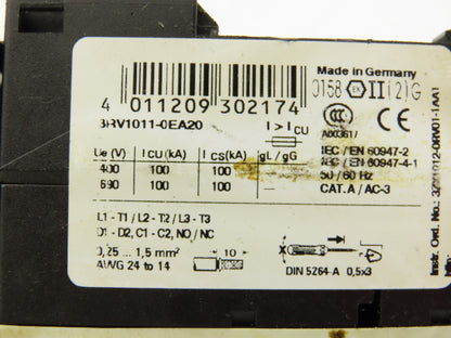 Siemens 3RT1015-2BB41 Contactor With Circuit Breaker 24VDC 16A 600V