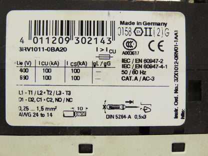 Siemens 3RT1015-2BB42 Contactor With Circuit Breaker 24VDC 7A 1NC 3 Pole