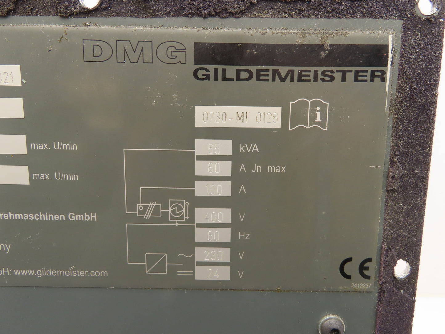 DMG Gildemeister 0703-MI-0126 CNC Lathe Switch Panel Hourmeter 200A Disconnect