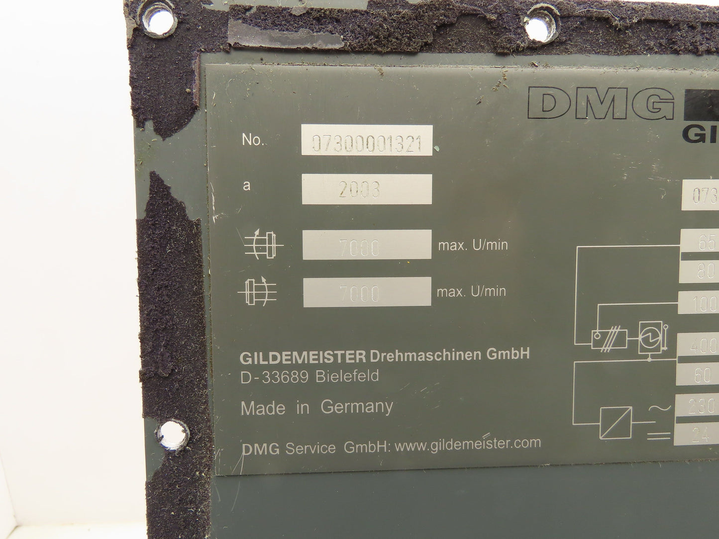 DMG Gildemeister 0703-MI-0126 CNC Lathe Switch Panel Hourmeter 200A Disconnect
