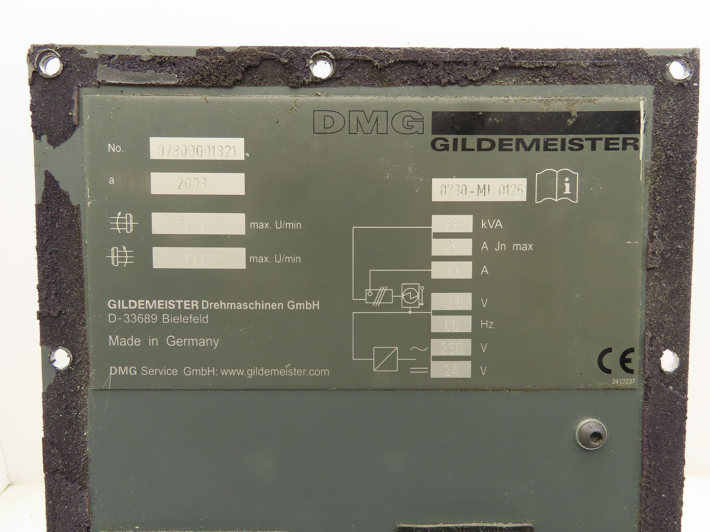 DMG Gildemeister 0703-MI-0126 CNC Lathe Switch Panel Hourmeter 200A Disconnect