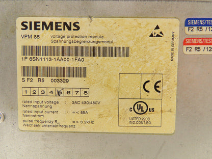 Siemens VPM 85 Voltage Protection Module for Simodrive 611   6SN1113-1AA00-1FA0