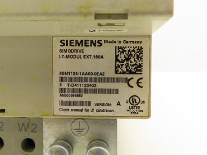 Siemens 6SN1124-1AA00-0EA2 Simodrive 611 Power Module 160A 1-Axis Drive Ver A