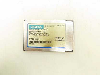 Siemens 6FC5250-6BX30-3AH0 Sinumerik 840D NCU Software PC Memory Card 8MB
